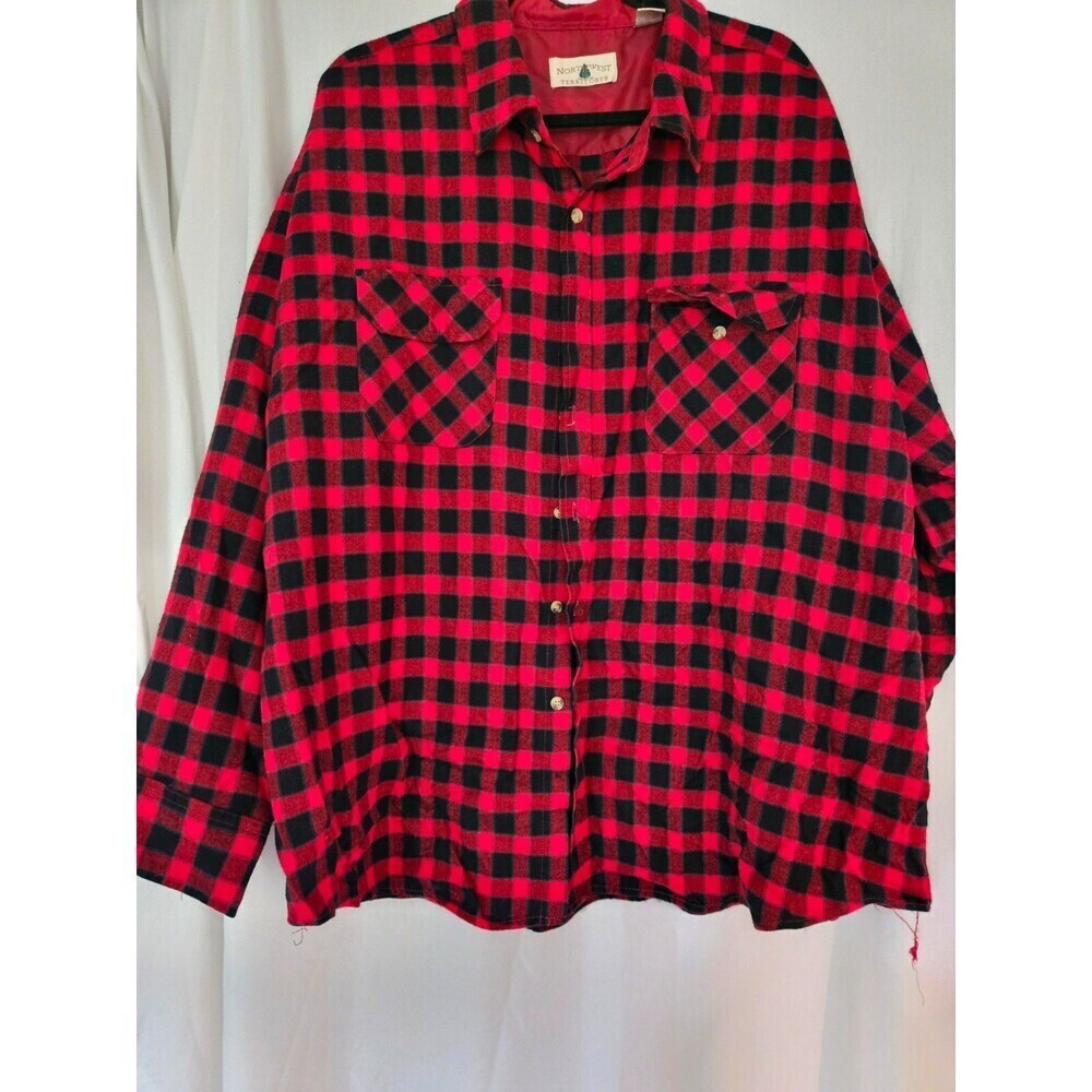 Northwest Territory Flannel Shirt Adult 2XL Red Black Tartan Plaid